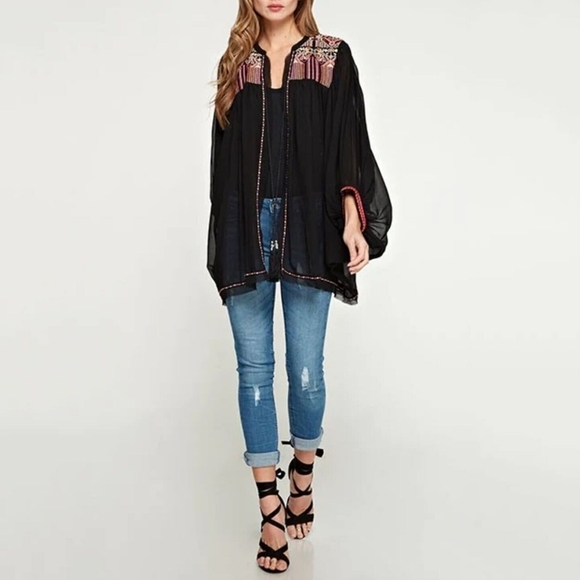 Zara Tops - Zara Embroidered Kaftan Size M